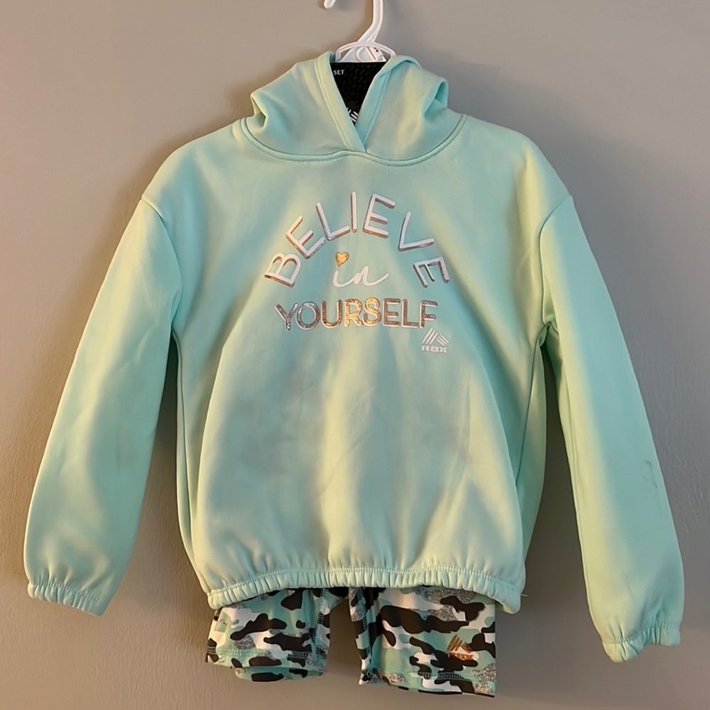 BELIEVE IN YOURSELF Long Sleeve Sweatshirt & Camo Bike Shorts * Motivate Inspire